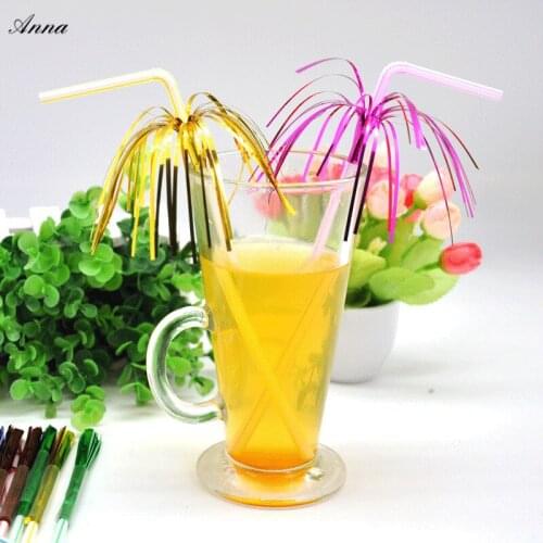 100pc Childrens Fireworks Crazy Straw Diy Personality Model One-time Drink Juice Straw