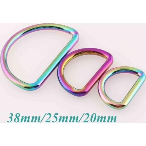 12 Pcs Rainbow D Rings Buckles,40MM/25MM/20MM Webbing Purse Rings,High Quality Multicolored D-Ring,Bag Handbag Dog Collar-1.5"