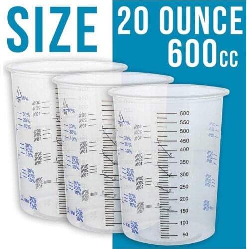 50Pcs Disposable Clear Graduated Plastic Mixing Cups for Paint UV Resin Epoxy T4MD