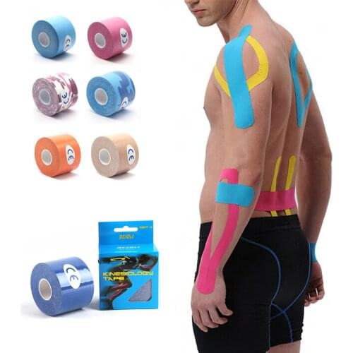 6 Rolls Elastic Cotton Adhesive Kinesiology Tape Kinesiotape Sports Injury Muscle Strain Protection Tape Bandage Suppoort Box