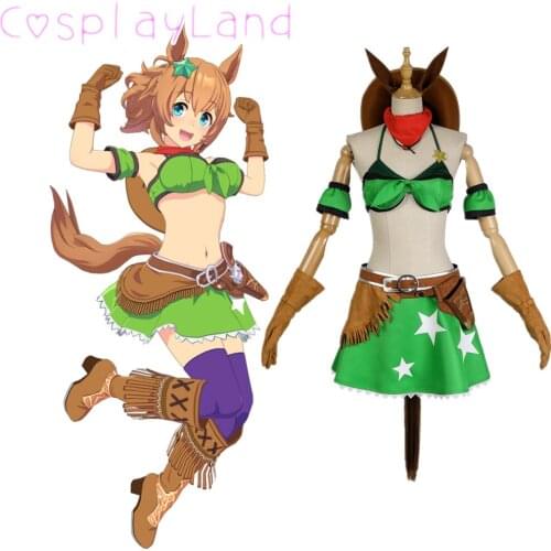 Anime Pretty Derby Taiki Shuttle Dress Cosplay Costume Halloween Party Outfit For Women Suit Green Skirt Role Play XS-XXL