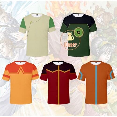 Avatar The Last Airbender Short Sleeve Tee Katara Cosplay Costume Aang Sokka PrinceZuko Casual T-shirt Adult Kids Summer Tee