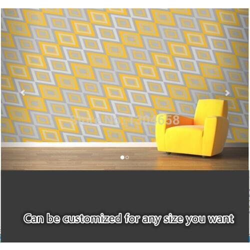 Free shipping custom large European style living room bedroom TV background wall murals of Yellow Geometric Design Wall Mural