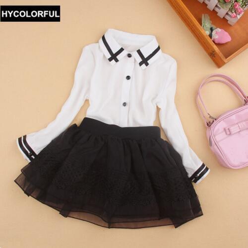 Girls blouse 2019 Autumn chiffon child shirts children clothing school girl white blouse kids clothes blusas girls clothes 1-16Y