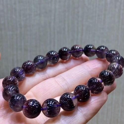Natural Black Super Seven Melody Stone Bracelet 10mm Crystal Stretch Round Beads Bracelet For Women Female AAAAAA Certificate