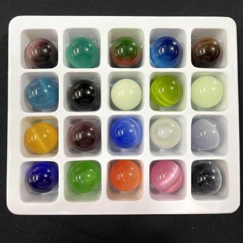 20 Pcs/Lot 20MM Natural Stone No Hole Beads Round Cat Eye Ball For DIY Necklace Jewelry Findings Handmade