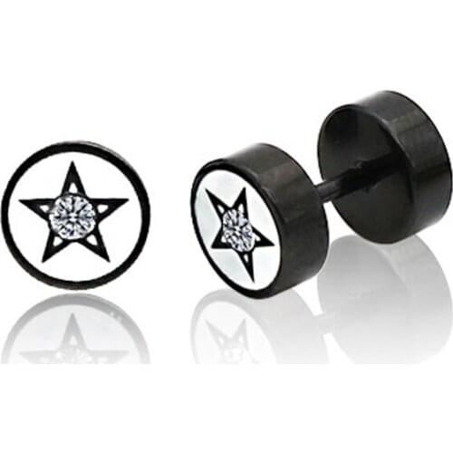 Black Earrings Women Stainless Steel Simple Round Barbell Earrings Hip Hop Double Circle Earring Gold Fashion Jewelry Wholesale