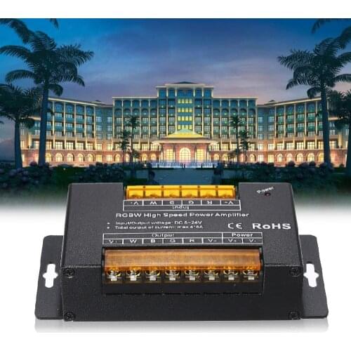 DC5V-24V RGBW High Speed Power Amplifier PWM Dimming Signal Input Power Repeater for RGBW LED Band Light Drop shipping