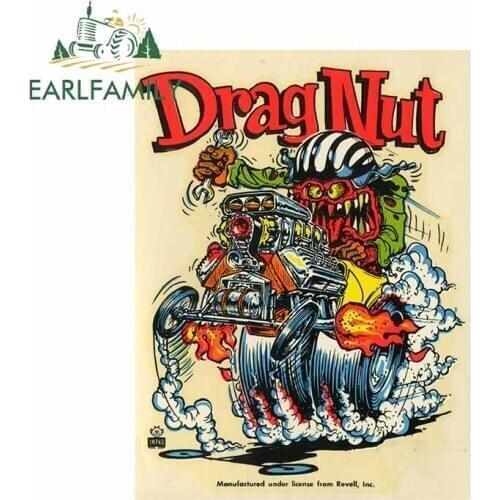 EARLFAMILY 13cm x 10cm American Hippie Art Rat Fink Racing Car Sticker Modified Stickers Vinyl Waterproof Car Decal JDM Graphic