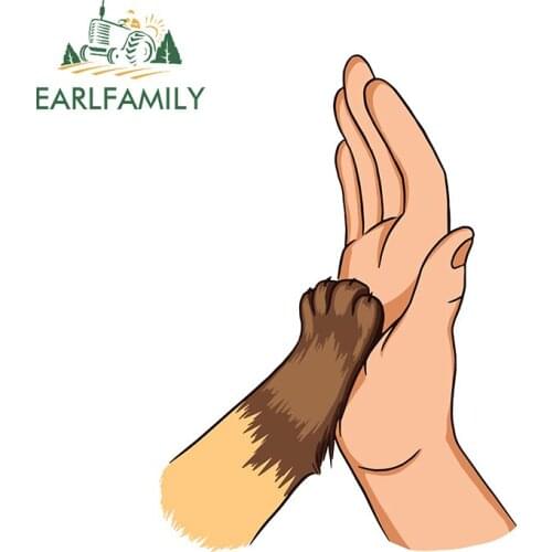 EARLFAMILY 13cm x 9.5cm For Human Cat Friendship Personality Car Sticker Vinyl Car Wrap 3D Decal Motorcycle Trunk Waterproof