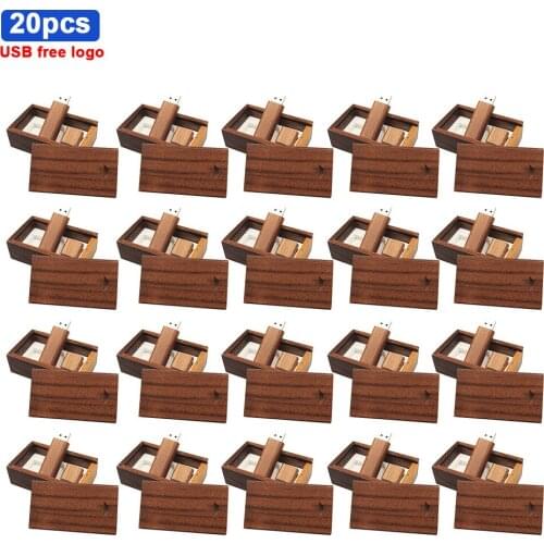 20pcs/lot Wooden Pendrive U Disk USB 2.0 Memory Stick 4GB 8GB 16GB 32GB 64GB Flash Drive Cle Usb Free Logo for Photography Gift