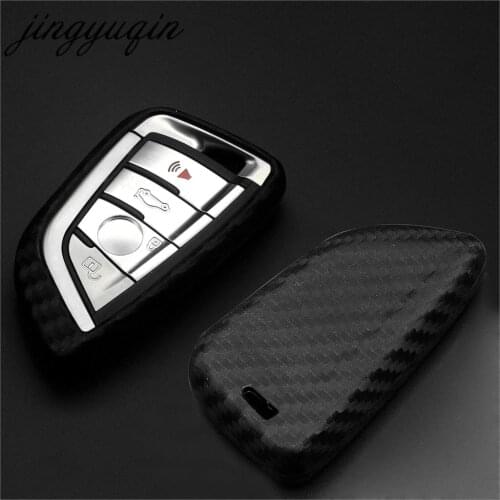 Jingyuqin 10x Carbon Silicone Car Styling Key Case for BMW X5 F15 X6 F16 G30 7 Series G11 X1 F48 F39 Keyless Cover Protector