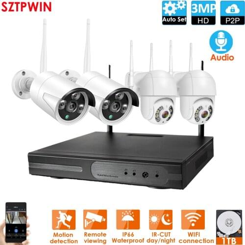 6CH 1080P HD Audio Wireless NVR Kit P2P 720P Indoor Outdoor IR Night Vision Security 1.0MP Audio IP Camera WIFI CCTV System