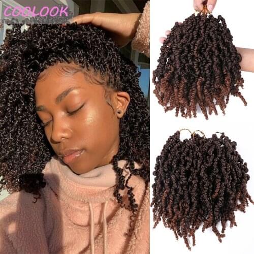 Short Pretwisted Spring Twist Hair for Black Women 10inch Ombre Brown Bomb Twist Crochet Hair Synthetic Braiding Hair Extensions