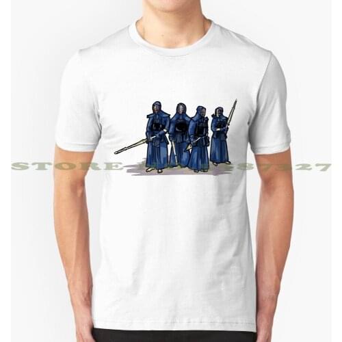4 Kendokas Summer Funny T Shirt For Men Women Kendo Martial Art Japan Japanese Four Fighter Armor Helmet Blue Black Traditional