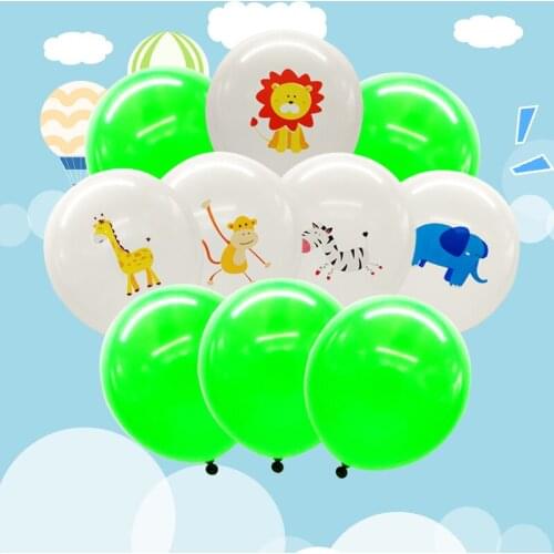 For Boys Girls Kids Jungle Animals Safari Zoo Theme Birthday Party Baby 10pcs Balloon Set, 12inch Latex balloon Party Deco