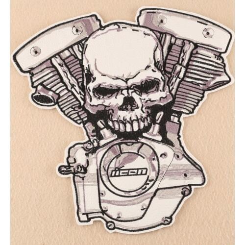 Fine 1pc Motorcycle Leather Embroidered Appliques Large Back Patches for Jacket Skull Punk Style Patch for Clothing Coat Badge