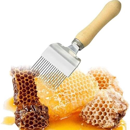 Stainless Steel Tines Uncapping Fork Tool with Wooden Handle - Beekeeping Equipment Bee Hive Hand Tool Beekeeper Tool