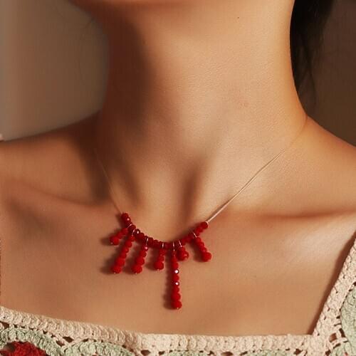 New Fashion Creative Blood Choker Necklace Women Acrylic Pendent Necklaces Halloween Gift