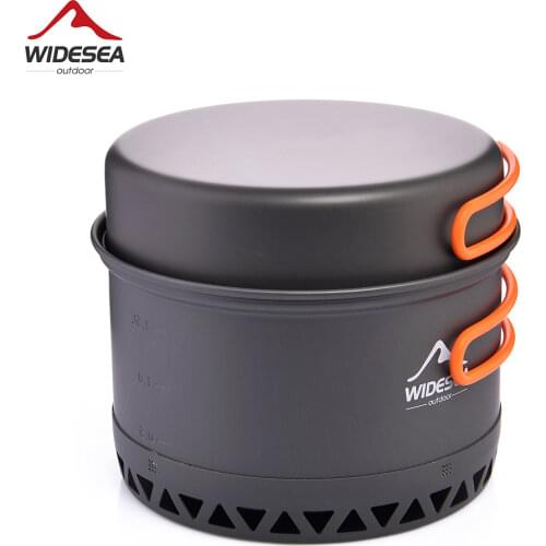 Widesea Camping Cookware 2.3L Set Pots Outdoor Cooking Heat Cooker Travel Tableware Bowler Tourist Kitchen Pot Utensil Equipment