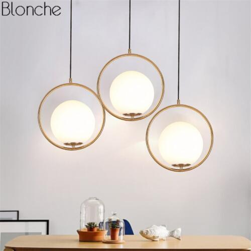 Nordic Gold Ring Pendant Lights Moon Lamps Glass Global Ball Hang lamp for Living room kitchen Indoor Home Lighting Fixtures