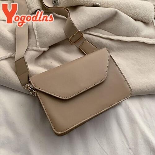 Yogodlns Fashion Shoulder Bag For Women Simple Messenger Bag PU Leather Crossbody Bag Designer Handbag Flap High-quality Purse