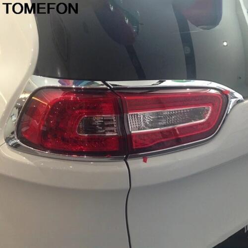 TOMEFON For Jeep Cherokee 2014 2015 2016 2017 2018 Exterior Rear Tail Light Lamp Cover Trim Accessories Moulding ABS Chrome