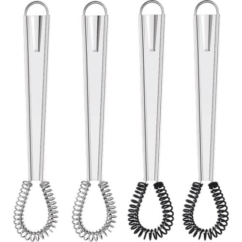 New 4 Pcs Egg Beater Stainless Steel Mini Spring Coil Whisk Silicone Whisk,Hand Stirrer Blender Milk Frother Coffee Mixer