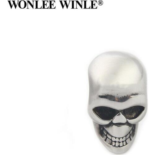 Wonlee Winle Stainless Steel 5mm Hole Punk Skull Head Beads Charm For DIY Men String Bracelet Jewelry Making