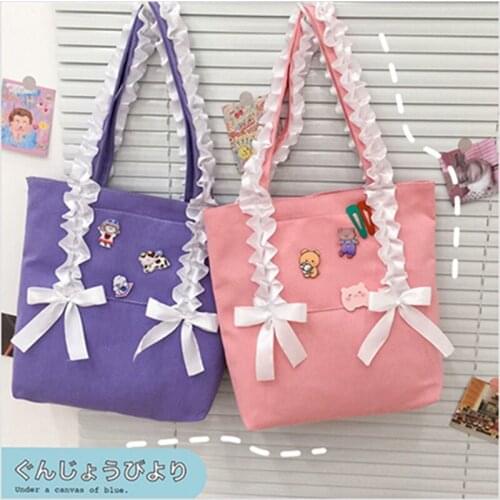 Women Lolita Bag Lace Girl Heart Cute Jk Messenger Bag Korean Style Shoulder Small Bag Female Handbag