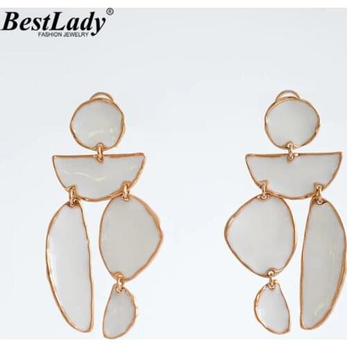 Best Lady Unique ZA Enameled Earrings for Women Punk Metal Maxi Hanging Drop Earrings Summer Dress Accessories Jewelry Party Hot