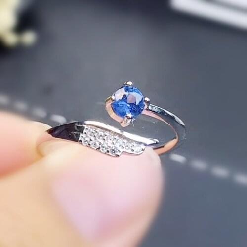 Natural real blue sapphire small ring Per jewelry 925 sterling silver 3*3mm 0.15ct gemstone Fine jewelry J2121611