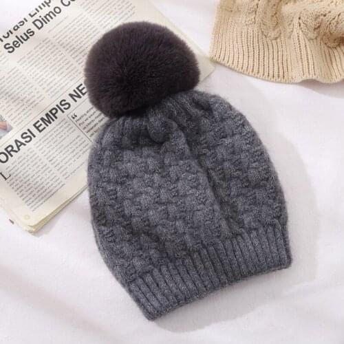 Winter Hat Pompom Women Knit Acrylic Beanie Warm Skiing Outdoor Accessory For Teenagers Girls