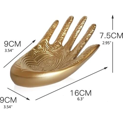 Golden Hand Jewelry Dish Trinket Rings Bracelet Necklace Holder Jewelry Ring Trays Buddhism Hand Jewelry Tray