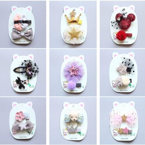 10set/lot New Kids Children Accessories Hairpins Barrettes Princess Fabric Bow Flower Headwear Hair clips Girls Headdress