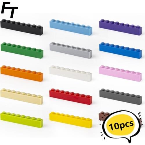 10pcs Small Particle 3008 High Brick 1x8 DIY Building Block Compatible with Creative Gift MOC Building Block Castle Toys