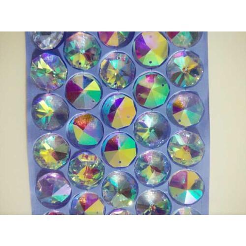 100pcs 22mm Crystal Glass Octagon Beads In 2 Holes Loose Chandelier Prism Beads For Home Decoration