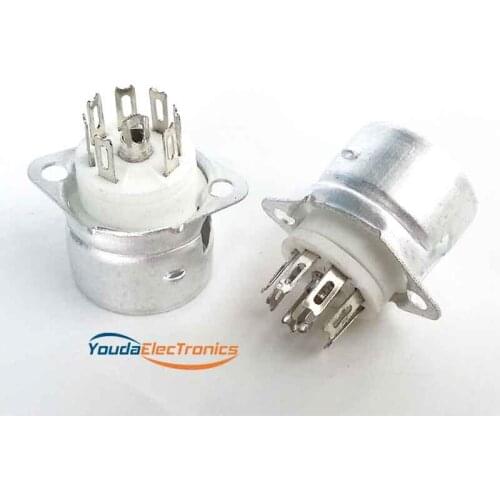 2pcs GZC7-F-B 7PIN B7A Silver plated Vacuum Tube Sockets with Shield For 6Z4 EAA91 EC92 6J1
