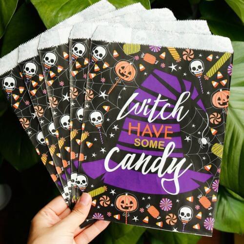 20pcs Halloween Party Favor Bags Funny Cartoon Paper Envelopes Pumpkin Candy Gift Bags Wrapping Supplies Invitation Envelope
