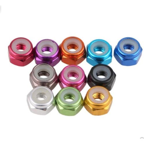 10pcs M2 M3 M4 M5 colourful Rivet Nuts Aluminum Nylon Insert Lock Nut Self-locking Nuts Locknuts Model Hex Nut