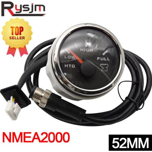 52MM HTG Gauge NMEA2000 Sewage Level Gauge Low High Full Waterproof Boat Sewage Level Meter Marine Holding Tank Level Gauge