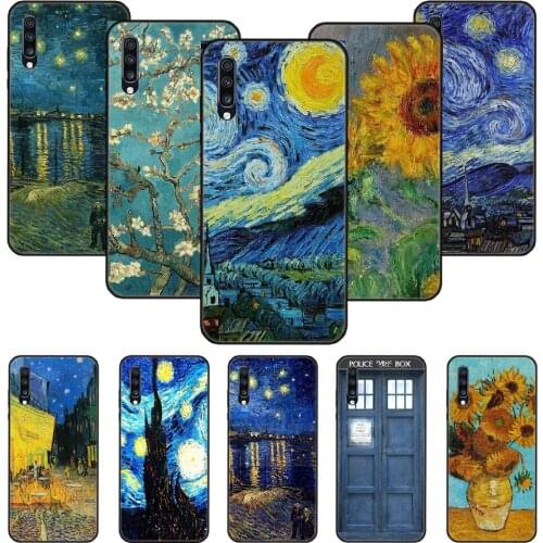 Phone Case For Samsung Galaxy A 50 51 71 70 7 5 10 20 30 40 41 21 S E Black Cover Coque Silicone Van Gogh oil painting art