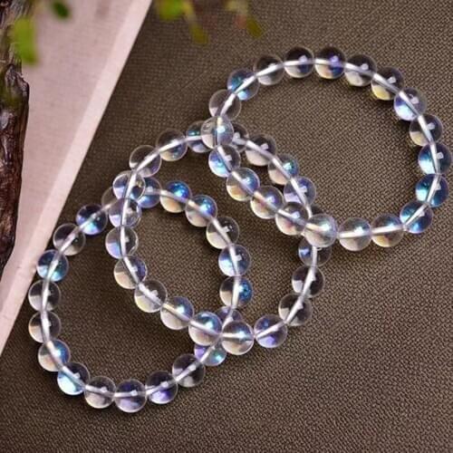 Color plating Blue Moonlight Stone Bracelet Blue Light Cream White Moonlight Shi Healing Gift