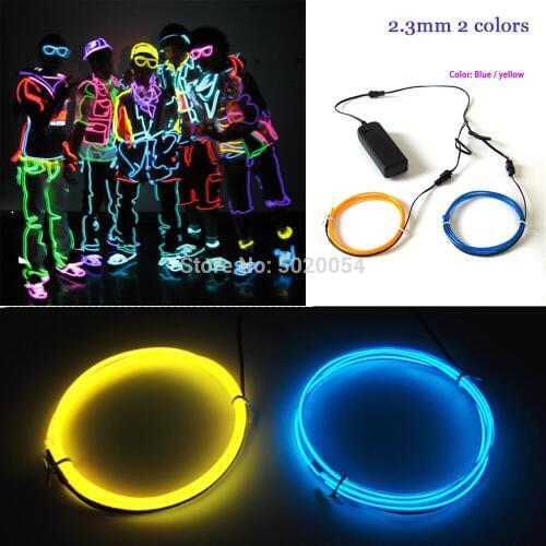 Halloween Party Decor 2.3mm 2 Colors Combined Flexible Neon Light 3V Glow EL Wire Rope Tube Cable Flashing Waterproof EL Line