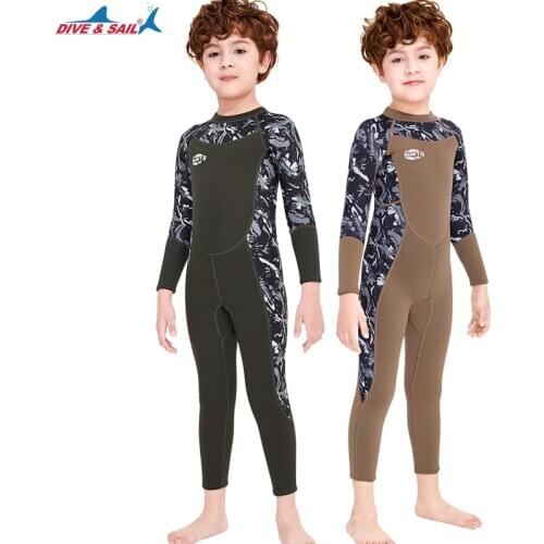 Boys 2.5mm Neoprene Full Wetsuit Back Zip for Snorkeling, Swimming, Diving Kids 2-11 Years
