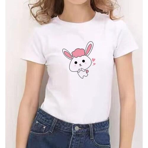 Lovely Rabbit T-shirt funny ulzzang Graphic hip hop female t-shirt clothes streetwear top Tops Tees