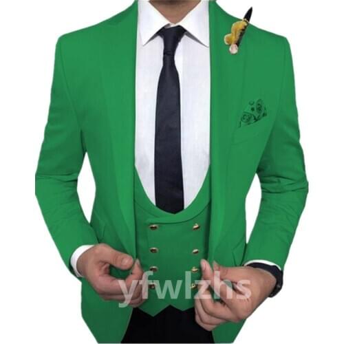 Handsome Groomsmen One Button Notch Lapel Groom Tuxedos Wedding Dress Men Suits Blazer Prom Dinner (Jacket+Pants+Tie+Vest) A832