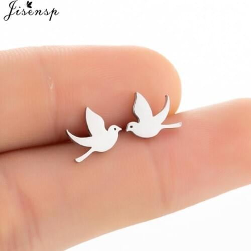 Tiny Animal Bird Stud Earrings for Women Fashion Dove Love Peace Jewelry Stainless Steel Hypoallergenic Earrings Wholesale