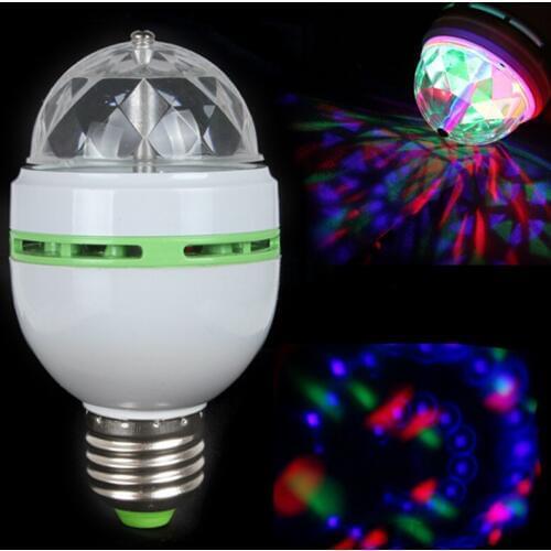 Hot! 3W RGB LED Mini Party Light Dance Party Lamp Holiday Lights Auto Rotating New E27 colorfull Bulb for dancing Free Shipping