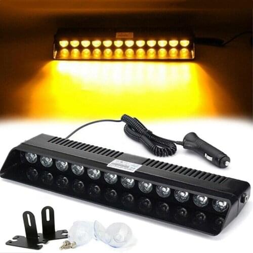 Car Windshield 12 Led Flash Lamp Flashing Instrument Panel Emergency Warning Lamp Amber Dc12v 12x1w Led Lamp